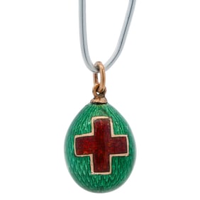 Faberge 14k Gold and Enamel Egg Pendant