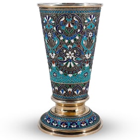 Russian Gilt Silver Shaded Enamel Cloisonne Beaker (Aleksey Osipov)