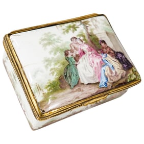 German Gilt Metal Mounted Porcelain Snuff Box