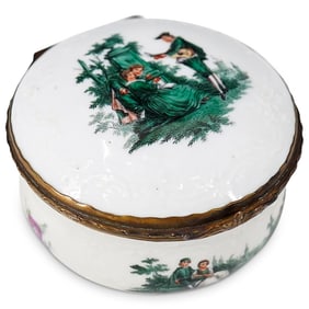 19th C. French Bronze Mounted Porcelain Snuff Box