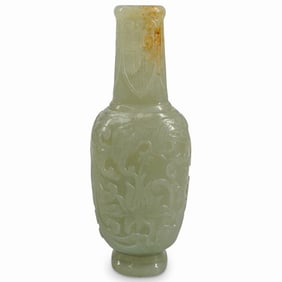Antique 18th Century Chinese Celadon Jade Cabinet Vase