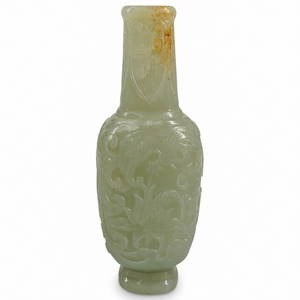 Antique 18th Century Chinese Celadon Jade Cabinet Vase