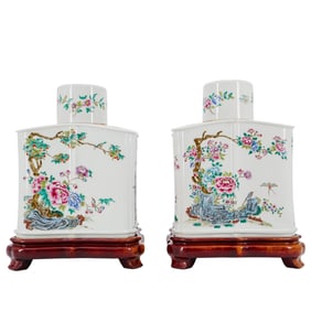 Antique Chinese Qing Dynasty Porcelain Tea Caddies