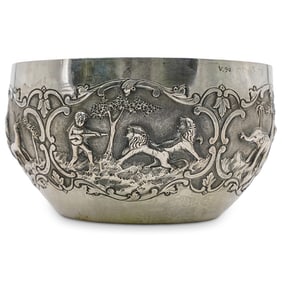 Southeast Asian Silver High Repoussé Bowl