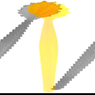 Aqua Creations "Morning Glory" Floor Lamp: Vintage Aqua Creations "Morning Glory" Floor Lamp20th century, ContinentalThis vintage oversized floor lamp features a yellow fringe shade crafted from textured fabric material, cascading from the top