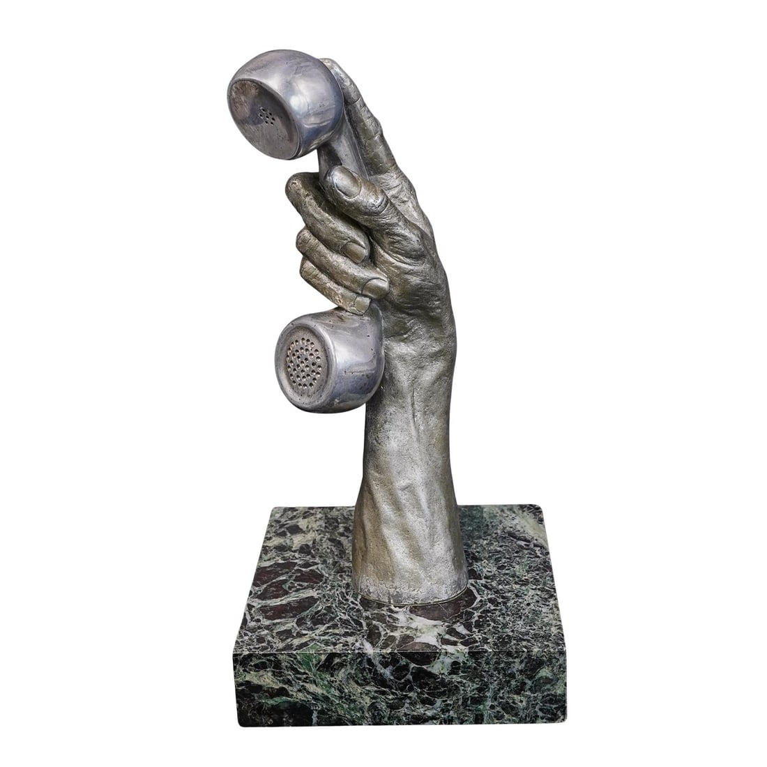 Ruth Francken (1924-2006) 'Hello' Cast Aluminum Sculpture: Ruth Francken (1924-2006) 'Hello' Cast Aluminum Sculpture20th Cent, USARuth Francken (1924-2006) 'Hello' Cast Aluminum, Marble Cast aluminum, with partially polished finish, mounted to marble base.Sig