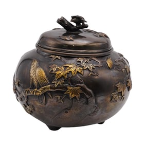 Signed Japanese Takaoka Bronze Incense Burner