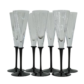 (7 Pc) Cartier Crystal Champagne Flutes Set