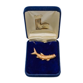 14k Gold And Ruby Tarpon Fish Brooch