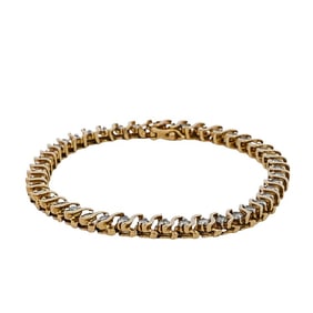 Retro 14k Gold and Diamond Tennis Bracelet