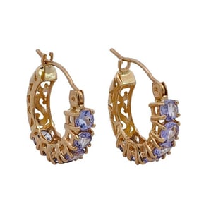 Pair of 14k Gold and Tanzanite Earrings