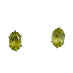 (4 Pc) 14k Gold Topaz and Peridot Stud Earrings