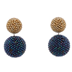 Axel Russmeyer (German) Beaded Glass and Gold Earrings