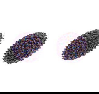 Axel Russmeyer (German) Beaded Glass Stud Earrings: Axel Russmeyer (German) Beaded Glass Stud Earrings21st CentAxel Russmeyer beaded glass stud earrings.15mm