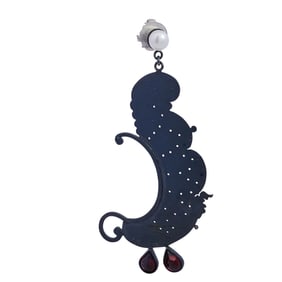 Marianne Anderson (Scotland) Oxidized Silver and Garnet Earrings