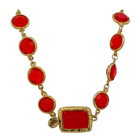Vintage Chanel Red Chicklet Long Station Necklace