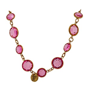 Vintage Chanel Pink Chicklet Long Station Necklace