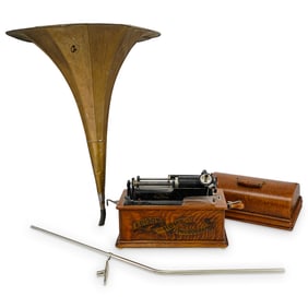 Antique Edison Home Phonograph and Wax Cylinders