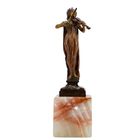 Andor Ruff (1855-1951, Hungarian) Signed Bronze Violinist Sculpture