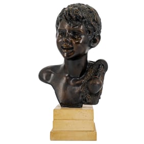 Giovanni DeMartino (1870-1935, Italian) Bronze Head of Young Boy