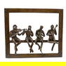 Brutalist Bronze Musicians Picture Frame Sculpture