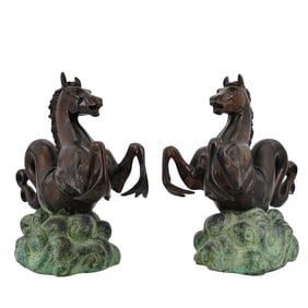 Pair of Bronze Horse Sculptures