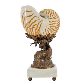 Castilian Nautilus Porcelain & Brass Sculpture