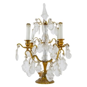 Louis XV Style Gilt Brass and Crystal Chandelier Lamp