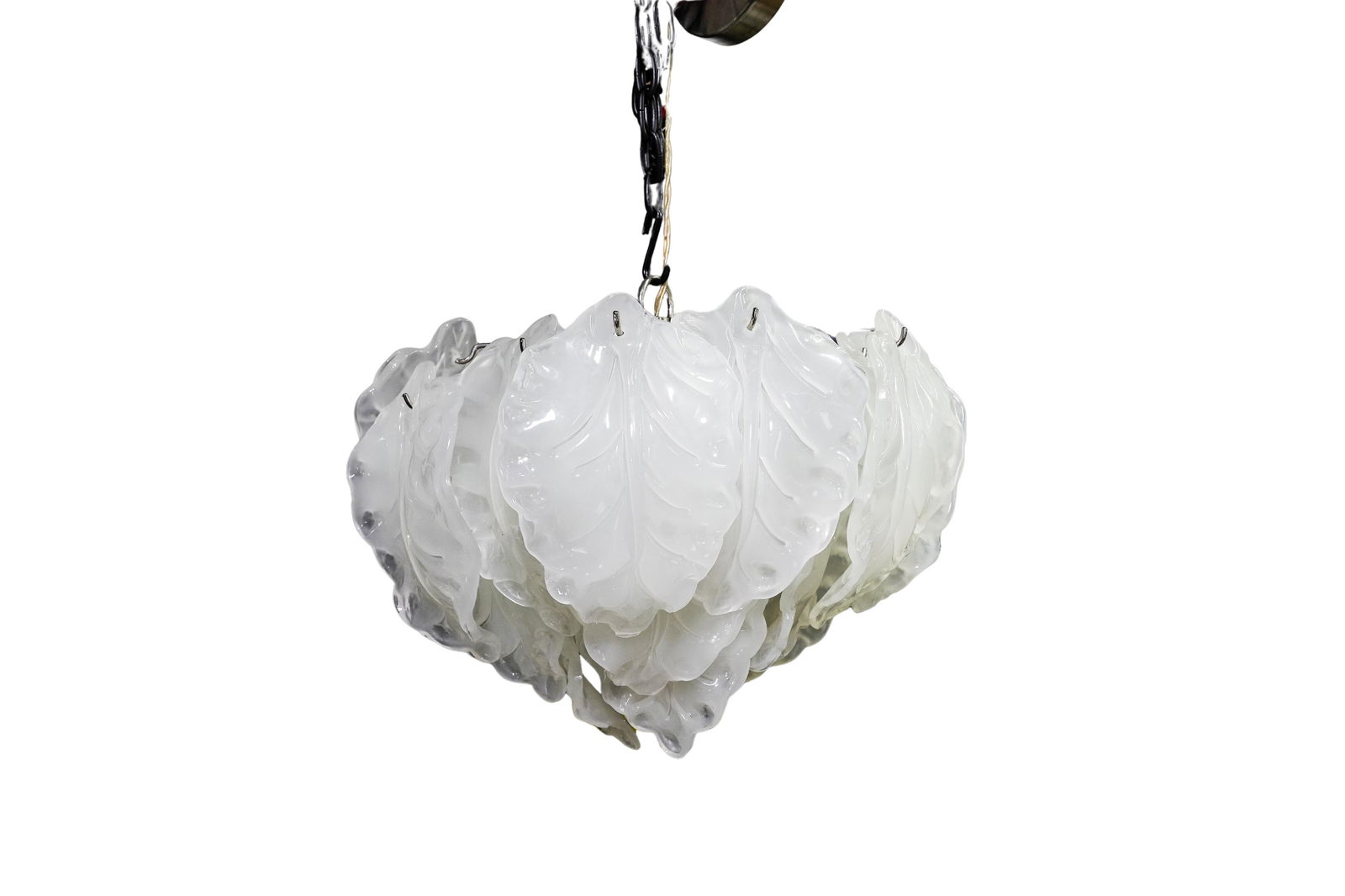 Murano Frosted Glass Leaf Chandelier (1 of 6)