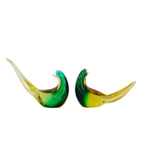 Pair of Murano Sommerso Birds