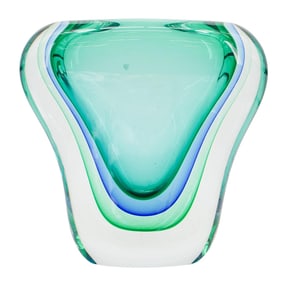 Signed Murano Glass Sommerso Vase