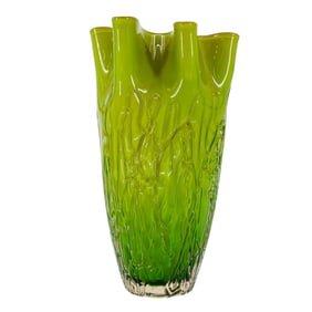 Vintage Murano Ruffled Art Glass Vase