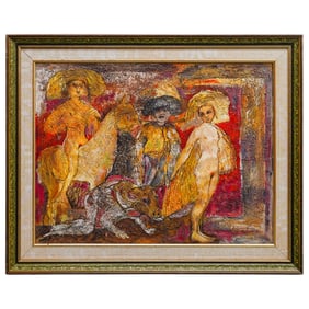 Attributed to Fancisco Corzas (1936-1983, Mexican) "The Matador and Minotaur?? Painting