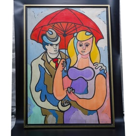 Jean Helion (1904-1987, French) “Couple Sous un Parapluie?? Painting