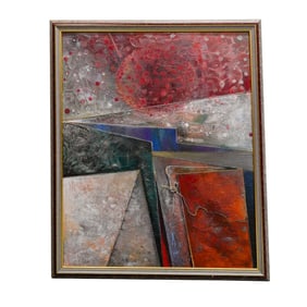 Signed Framed Mixed Media Abstract Painting