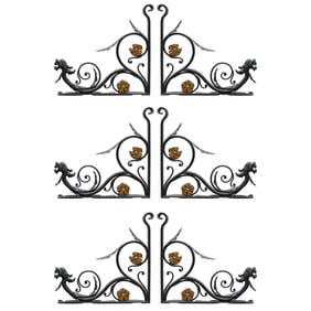 (6 Pcs) Vintage Cast Iron Griffin Wall Brackets
