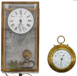 Brillie Freres Electric Pendulum Clock: Brillie Freres Electric Pendulum Clock20th Century, FranceBrillie Freres electric pendulum clock, featuring white enamel dial with Roman numerals, slim black hands, and subsidiary seconds hands. Encas