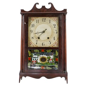 Norris North and Mark Leavenworth Painted Wooden Clock