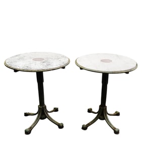 Pair of Stone and Iron Garden Tables