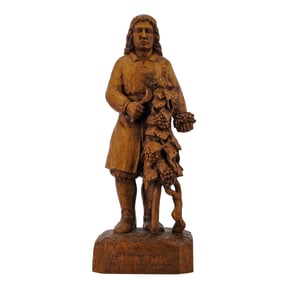 Signed "Geroudet" Wooden Sculpture of St. Verny the Patron Saint of Winemakers