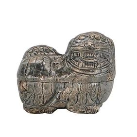 Antique Sterling Silver Foo Dog Betel Box