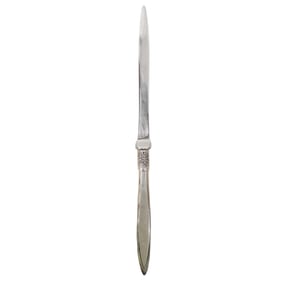 English Henry Greaves Sterling Silver & Teal Guilloche Letter Opener