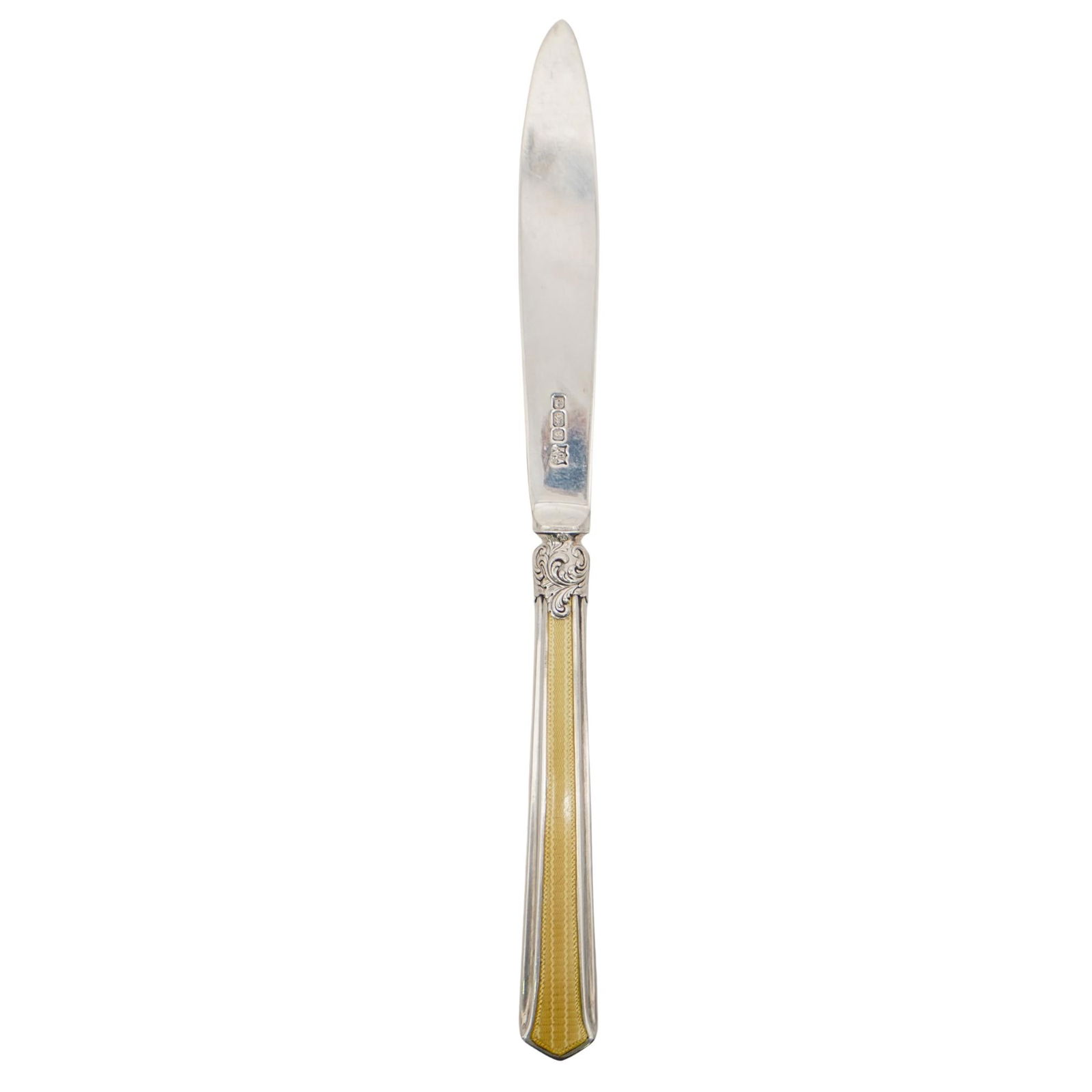 Victorian Frederick Asman Sterling Silver & Yellow Guilloche Letter Opener (1 of 3)