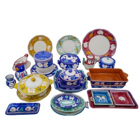 (30 Pc) Italian Solimene Vietri Ceramic Dinnerware
