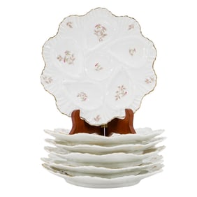 (6 Pc) Vintage Porcelain Oyster Plates