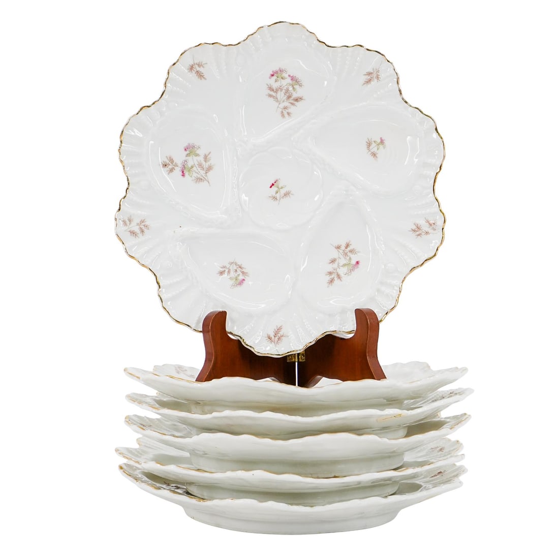 (6 Pc) Vintage Porcelain Oyster Plates (1 of 4)