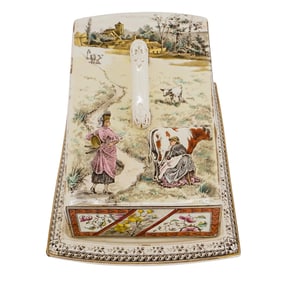 Antique Staffordshire Porcelain Cheese Keeper