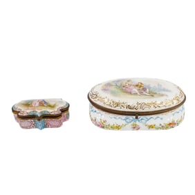 (2 Pcs) Sevres Porcelain Vanity Boxes