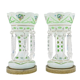 Pair Of Bohemian Glass Mantle Lusters