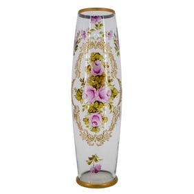 Signed Antique French Gilded Glass Vase